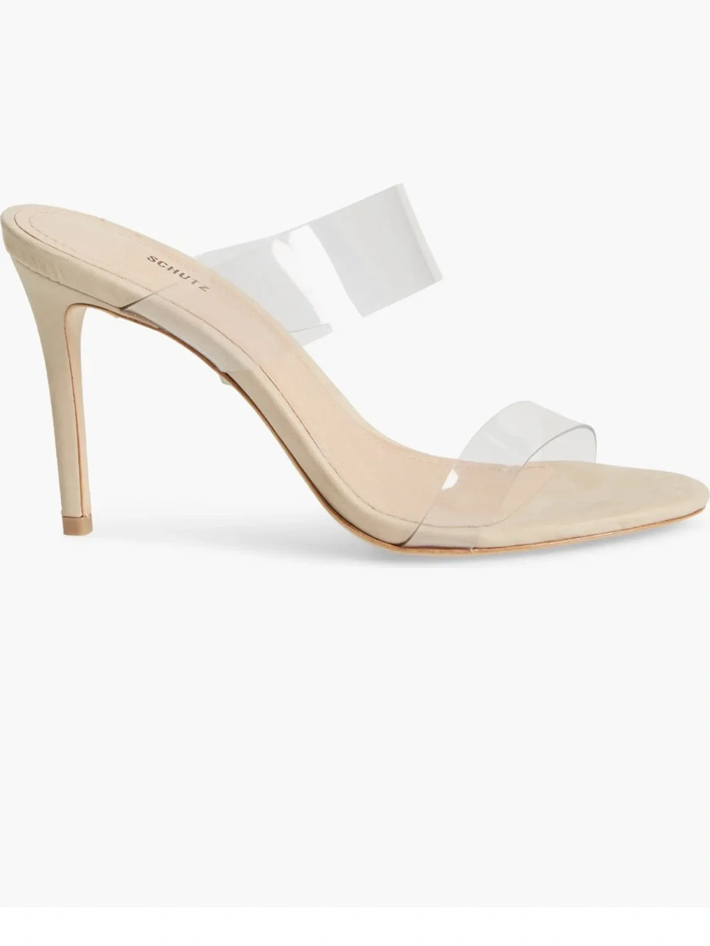 Schutz Ariella Stiletto Sandals heels clear straps slip on 9.5